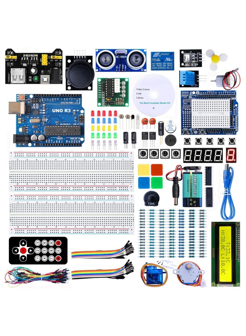 WALALLA UNO Starter Kit with Tutorial and UNO R3 Board Compatible with Arduino IDE STEM Electronics Circuit Breadboard Include 720P Video Courses and Online Technical Support for Beginners - Image 1